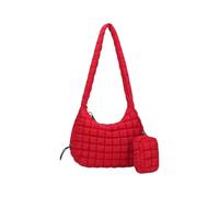 Gesteppte Umhängetasche für Damen, große Kapazität, leicht, stilvoll, Puffer-Crossbody-Tasche mit kleinen Reißverschlüssen, Make-up-Geldbörse, rot