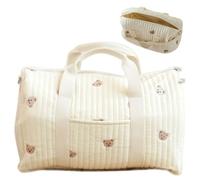 Gesteppte Weekender -Tasche, Gesteppte Reisetasche, 18, 9 x 9, 5 x 11 Zoll Weekender mit Griff und Riemen, Bärenmuster niedliche Reisetasche mit Tasche und Reißverschluss