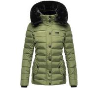 Navahoo Damen warme Winter Steppjacke mit Abnehmbarer Kunstfell-Kapuze Milianaa Pine Olive Gr. S