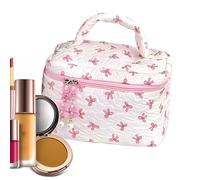 Gesteppter Kosmetik-Organizer - Make-up-Tasche mit 22-cm-Design für Reisen | Tragbares Beauty-Aufbewahrungszubehör für die Reise von Bagn-Eitelkeit, Rosa, riferimento alla descrizione, Siehe