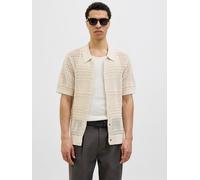 Gestreift Gestricktes Hemd L Beige