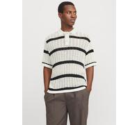 Gestreift Gestricktes Polo M Weiß