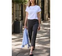 Culotte STREET ONE STUDIO, Damen, Gr. 46, Länge 26, schwarz, Web, Obermaterial: 57% Baumwolle, 42% Polyester, 1% Elasthan, gestreift, loose fit 7/8-Länge, Hosen Culotte, aus Seersucker-Material (52774