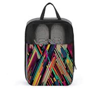 Gestreifte abstrakte bunte Schuhtasche, Reise-Schuh-Organizer, wasserabweisend, Schuhbeutel mit Reißverschluss, Sneaker, Staubbeutel, grau, Einheitsgröße, modern, grau, Einheitsgröße, Modern
