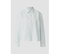 Gestreifte Baumwoll-Bluse mit Smok-Detail 48 weiß|türkis 2170035.64G9.48