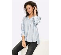 Druckbluse HEINE, Damen, Gr. 38, blau (ecru, himmelblau, gestreift), 100% Viskose, bedruckt, gemustert, gestreift, mehrfarbig, Rundhals, Blusen Druckbluse (23494309-38) ecru, himmelblau, gestreift