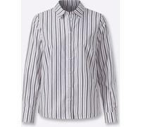 Hemdbluse HEINE, Damen, Gr. 40, ecru, schoko, gestreift, 65% Polyester, 35% Baumwolle, gemustert, mehrfarbig, Blusen Hemdbluse (93927065-40) ecru, schoko, gestreift