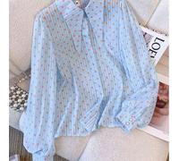 Gestreifte & gepunktete Bluse aus Webstoff für Damen in Große Größen, geeignet für Dates, Feiertage, Schule, Büro, Zuhause, Urlaub in allen Jahreszeit