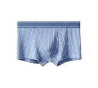 Gestreifte Herren Boxershorts Mittelbund Sport Unterwäsche Aus Polyester Und Elasthan Atmungsaktiv Bequeme Trunks Schwarz Herren Boxershorts Unterhosen Gestreift(XL Blue)