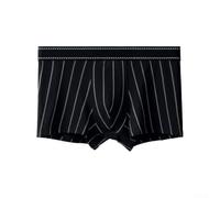 Gestreifte Herren Boxershorts Mittelbund Sport Unterwäsche Aus Polyester Und Elasthan Atmungsaktiv Bequeme Trunks Schwarz Herren Boxershorts Unterhosen Gestreift(XL Black)