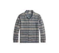 Gestreifte Leinen-Hemdjacke in Indigo M Blue