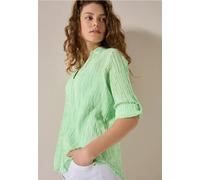Cecil Damenbluse B345549 – Gestreifte Seersucker-Bluse, iced neon grün, Baumwolle mit Stretch, XXL