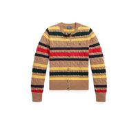 Gestreifte Strickjacke mit Zopfmuster XXS Tan