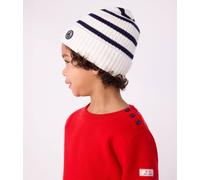 Gestreifte Strickmütze mit Fleece-Futter, Kinder PETIT BATEAU blau Gr. 140/152