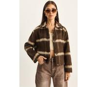 Gestreifte strukturierte Jacke mit Knöpfen und cropped Schnitt M