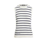 Gestreifter ärmelloser Baumwollpullover XS White