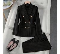 Gestreifter Anzug Set, Doppelreihiger Lässig Business Anzug Jacke und Hose, Slim Fit Hose, vielseitiger Stil geeignet für verschiedene Anlässe, Busine