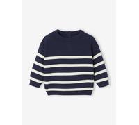 Gestreifter Baby Strickpullover aus Bio-Baumwolle blau Gr. 62 von vertbaudet