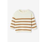 Gestreifter Baby Strickpullover aus Bio-Baumwolle karamell Gr. 86 von vertbaudet