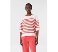 Gestreifter Feinstrickpullover mit Glitzergarn orange S