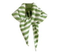 Gestreifter gestrickter Dreieckstuch für Damen - Y2k ästhetisches Kopftuch Schal gemütlicher Halswärmer vielseitiger Kopfwickel Cottagecore Streetwear stilvolles Herbst-Winter-Accessoire, grün, M