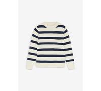 Gestreifter Grobstrick-Pullover aus reiner Baumwolle 122