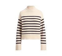 Gestreifter Halbrollkragenpullover M Cream