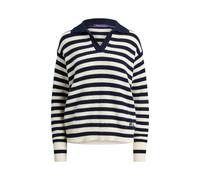 Gestreifter Polo-Pullover aus Kaschmir M Blue