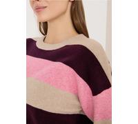 Strickpullover CECIL, Damen, Gr. XXL (46), bunt (eggplant rot), Web, 37% Baumwolle, 34% Polyacryl, 26% Polyester, 3% Elasthan, gestreift, normal normal, Rundhals, Rippbündchen, Pullover Strickpullover