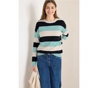 Strickpullover CECIL, Damen, Gr. M (40), bunt (urban dunkelblau), Web, 37% Baumwolle, 34% Polyacryl, 26% Polyester, 3% Elasthan, gestreift, normal normal, Rundhals, Rippbündchen, Pullover Strickpullov
