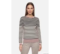 Gestreifter Pullover mit Rundhalsausschnitt Patch Black/Taupe 40