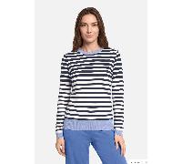 Gestreifter Pullover mit Rundhalsausschnitt Patch Dark Blue/Blue 40