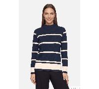 Gestreifter Pullover mit Stehkragen Patch Dark Blue/Beige 36