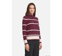 Gestreifter Pullover mit Stehkragen Patch Dark Red/Beige 36