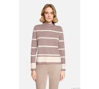 Gestreifter Pullover mit Stehkragen Patch Taupe/Beige 42