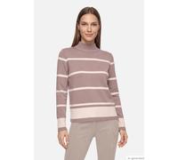Gestreifter Pullover mit Stehkragen Patch Taupe/Beige 48