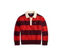 Gestreifter Rugbypullover mit Wolle S Red