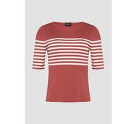 Gestreifter Slim-Fit-Pullover mit kurzen Ärmeln 36 Rosa 2163635.45X1.36