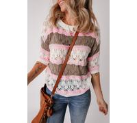 Gestreifter Strick-Pullover mit kurzärmeln S