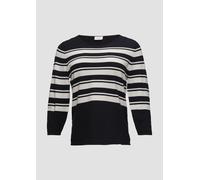 Gestreifter Strickpullover aus Viskosemix 36 schwarz