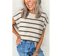 Gestreifter Strickpullover mit kurzem Arm L