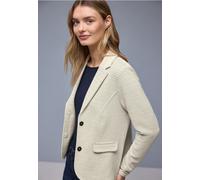 Street One Frauen Gestreifter Strukturblazer in Beige, Gr: 46