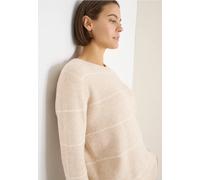Cecil Damen Gestreifter Strukturpullover Beige Größe XL