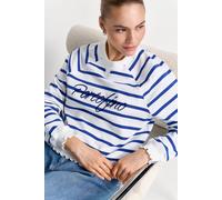 Gestreiftes Baumwoll-Sweatshirt M royal blue