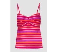 Bügel-Tankini-Top S.OLIVER "Fun", Damen, Gr. 38, Cup C, pink (pink bedruckt), Recycling-Polyamid, gestreift, Bikini-Oberteile, im trendigen Streifen-Design (48097522-38) pink bedruckt