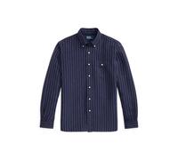 Gestreiftes Classic-Fit Leinenhemd XL Blue