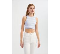 Gestreiftes cropped T-Shirt mit Rundhalsausschnitt M