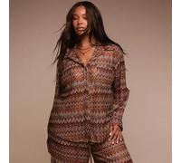 Gestreiftes gemustertes Oversized-Hemd in Große Größen für Frühling Sommer Ostern Strandurlaub Urlaub Elegant Reisen Schwimmen Strandmode Terra Sol