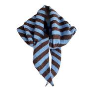 Gestreiftes gestricktes Dreieckstuch für Damen, ästhetisches Kopftuch, Schal, gemütlicher Halswärmer, vielseitiger Kopfwickel, Streetwear, stilvolle Herbst-Winter-Accessoires, blau, Einheitsgröße