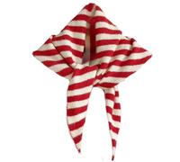 Gestreiftes gestricktes Dreieckstuch für Damen, ästhetisches Kopftuch, Schal, gemütlicher Halswärmer, vielseitiger Kopfwickel, Streetwear, stilvolles Herbst-Winter-Accessoires, rot, Einheitsgröße